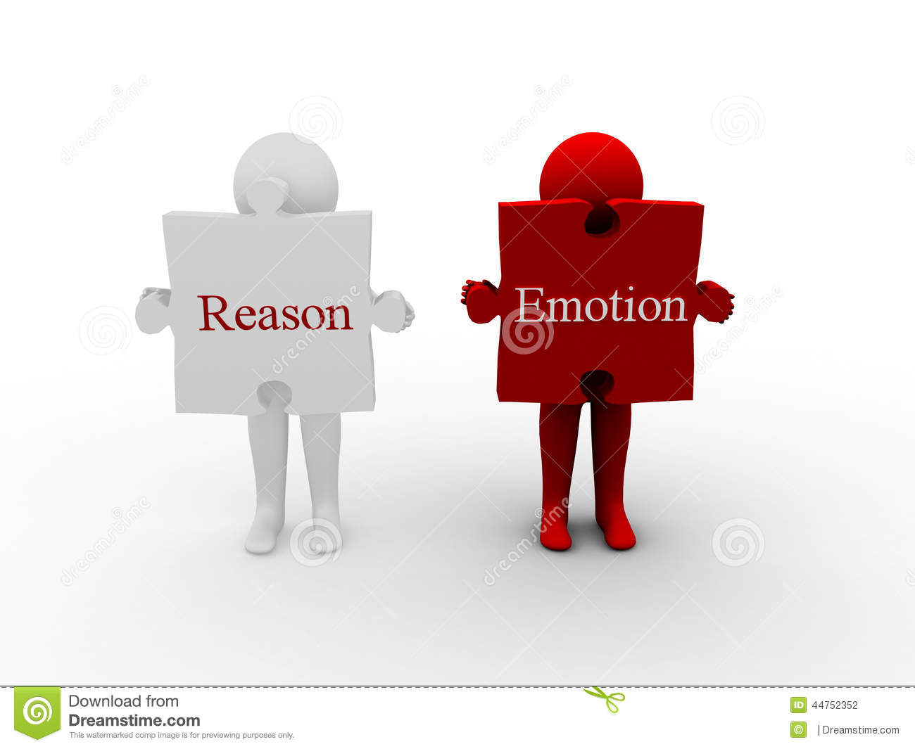 3d man with Reason and Emotion