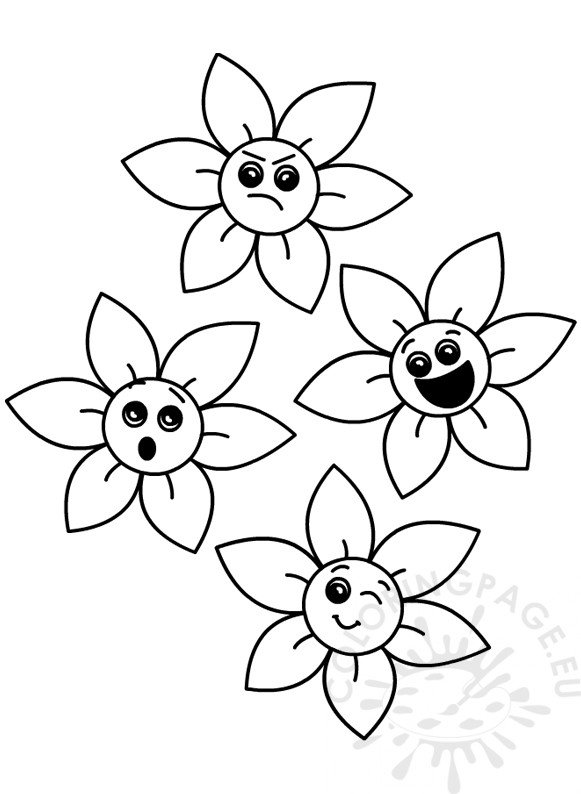 Printable Flower emotions clipart