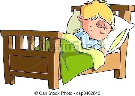 Kid sleeping in bed clipart
