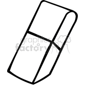 Black and white outline of an eraser clipart
