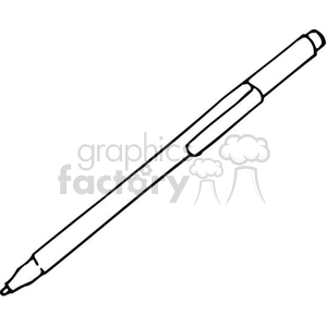 Black and white outline of a pen with an eraser clipart