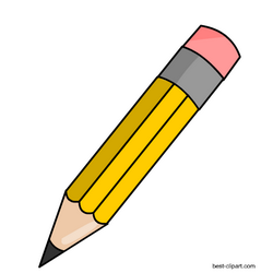 Yellow pencil with pink eraser, free clip art