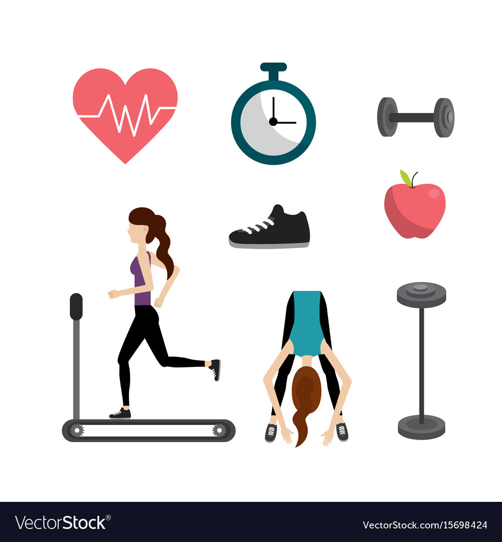 Set healthy lifestyle icons to do exercise