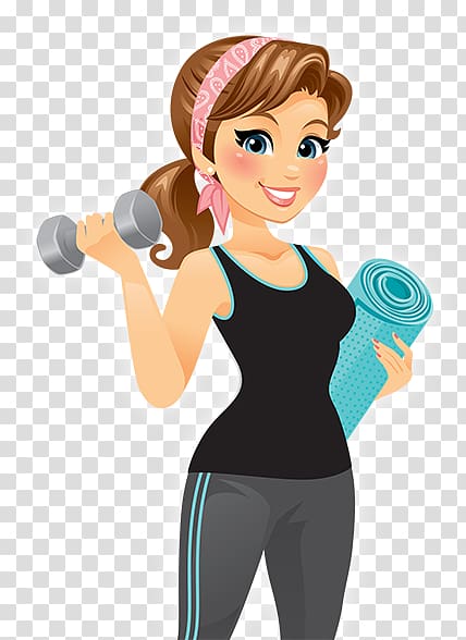 Cartoon Woman Girl, fitness coach transparent background PNG