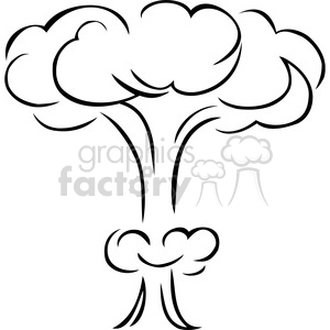 Black and white mushroom cloud explosion clipart