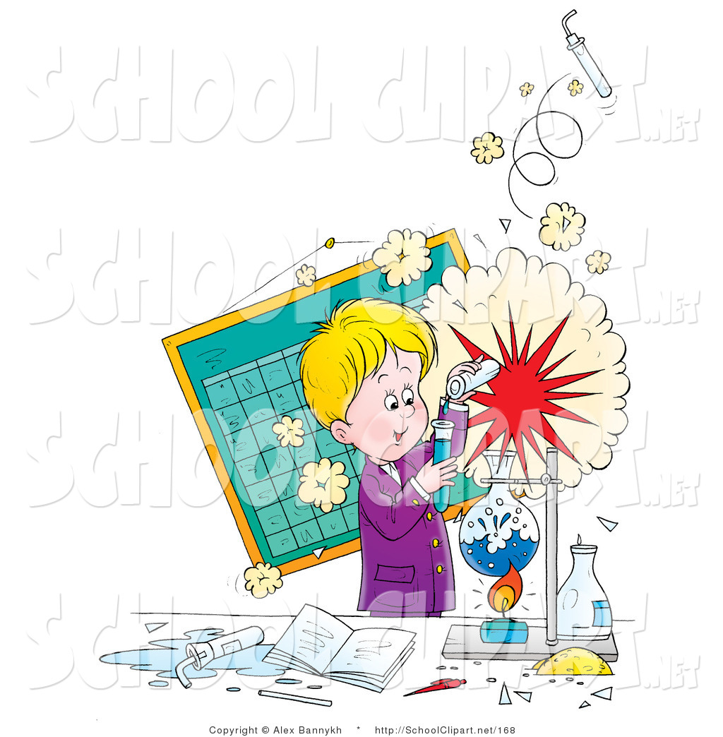 Clip Art of a Little Boy Creating an Explosion During a