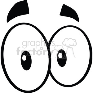 Royalty Free RF Clipart Illustration Black And White Cute Cartoon Eyes  clipart