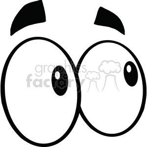 Royalty Free RF Clipart Illustration Black And White Looking Cartoon Eyes  clipart