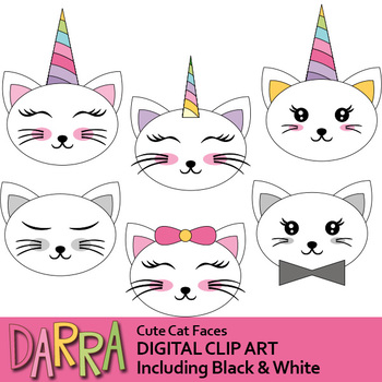 Cat clip art, Cute cat faces clipart