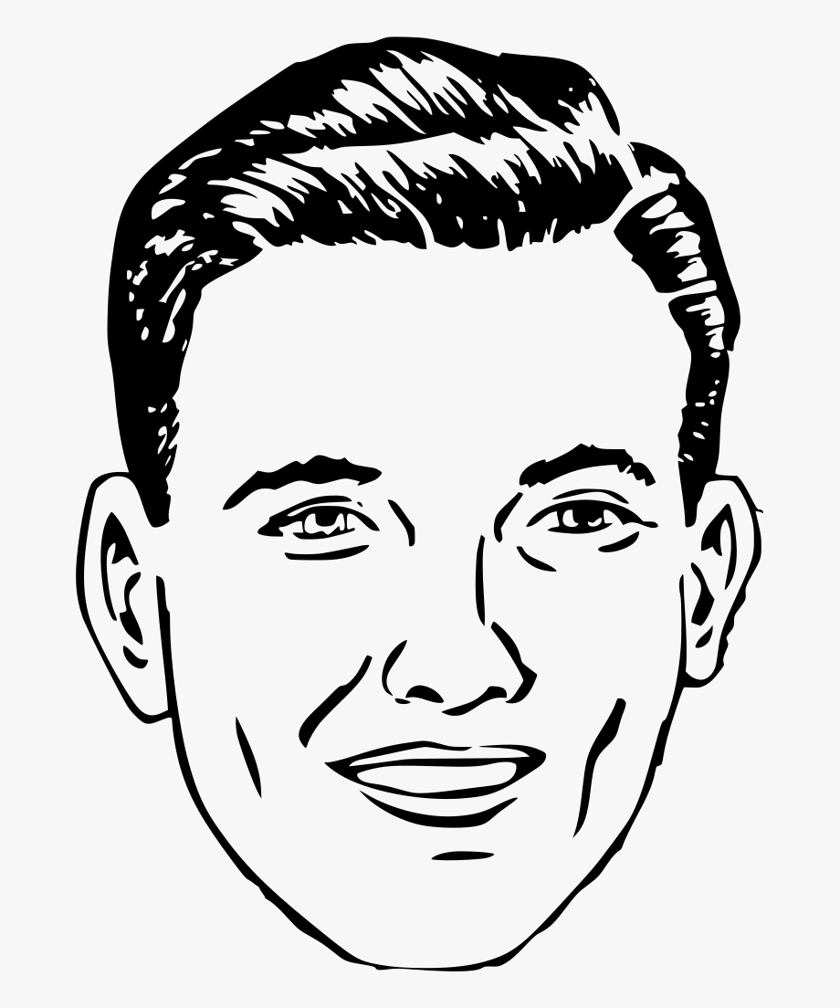 Man Face Clipart Black And White , Png Download