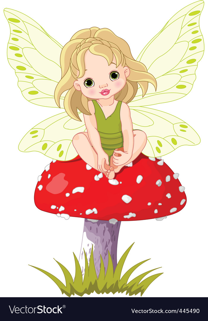 Baby fairy on the mushroom