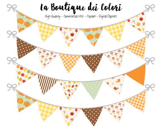 Fall Bunting Banners Party Flags clipart, Thanksgiving