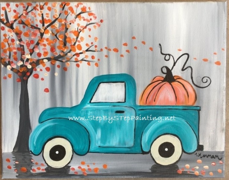 fall clipart black and white vintage truck