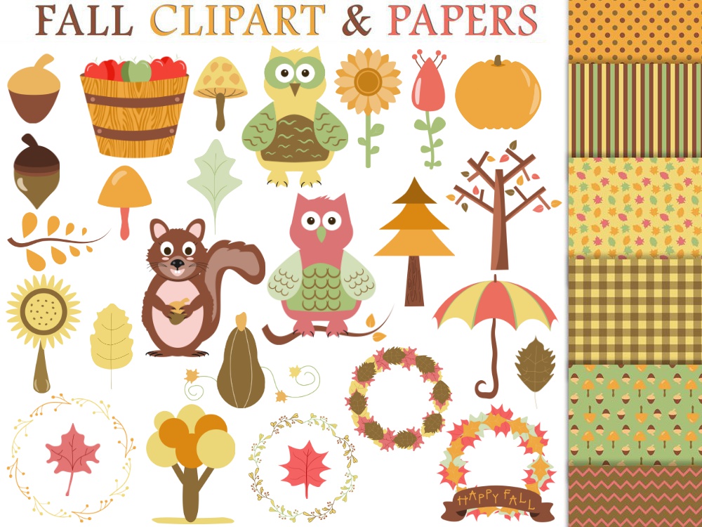 Fall Clipart and Digital Papers