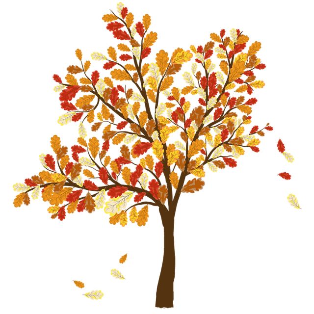 Fall leaves colorful clip art for the fall season tree with