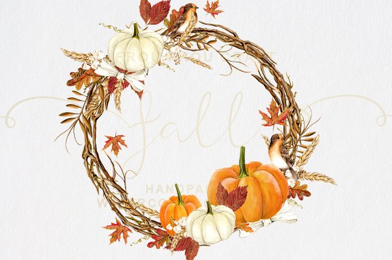 Fall Clip Art Autumn Clipart Watercolor Pumpkin Halloween