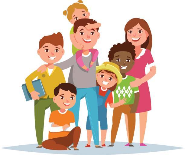 Multicultural family clipart