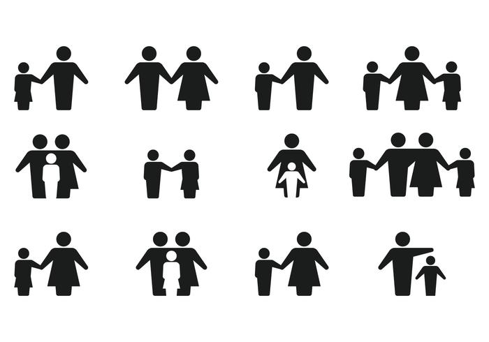 Simple Silhouette Family Icon Vectors