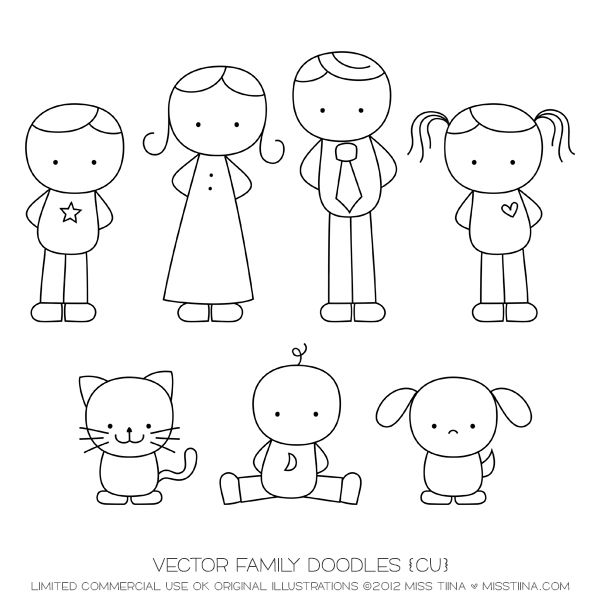 Family Doodles Digital Stamps Clipart Clip Art Illustrations