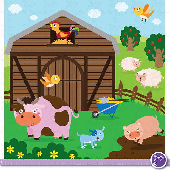 Farm Animals Clip Art, Cute animals, barnyard animals,cow