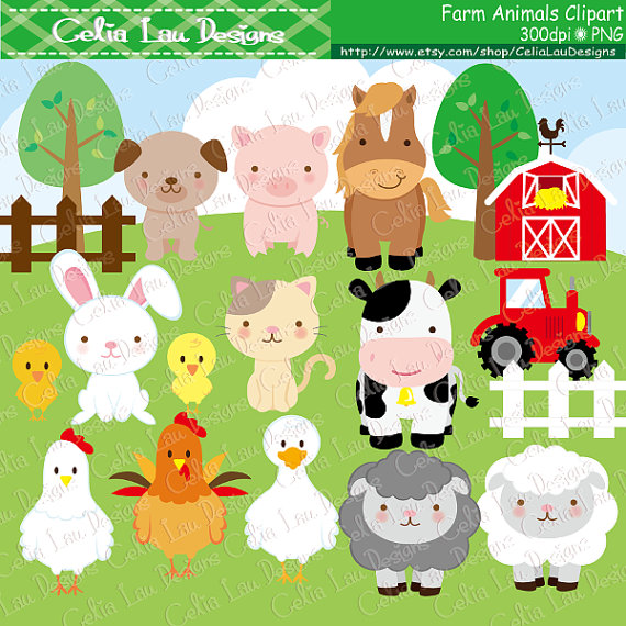 Farm animals Clipart, cute farm animals clip art ,farm
