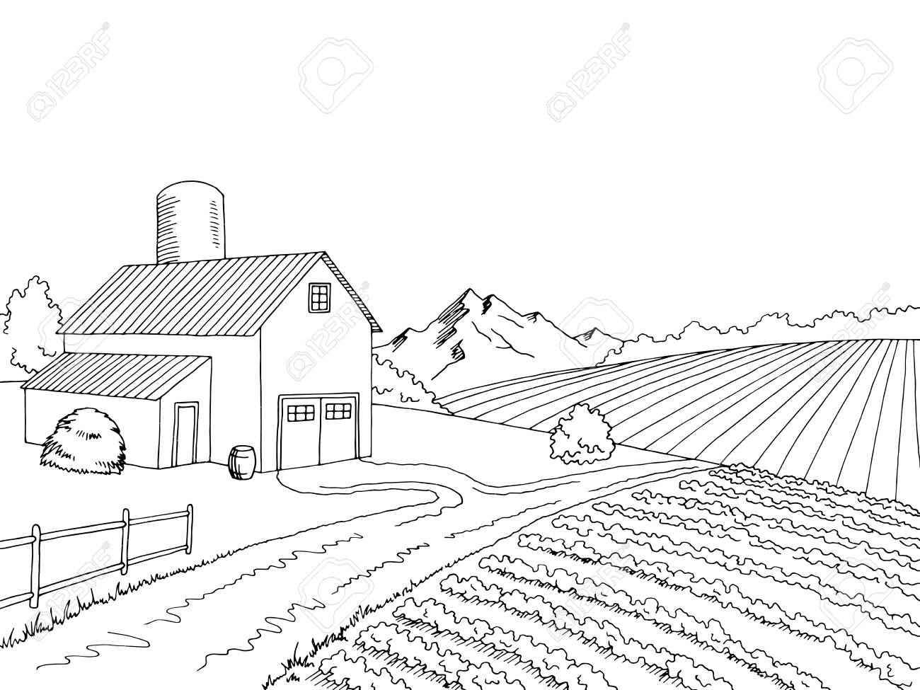 Farm black and white clipart clipart images gallery for free