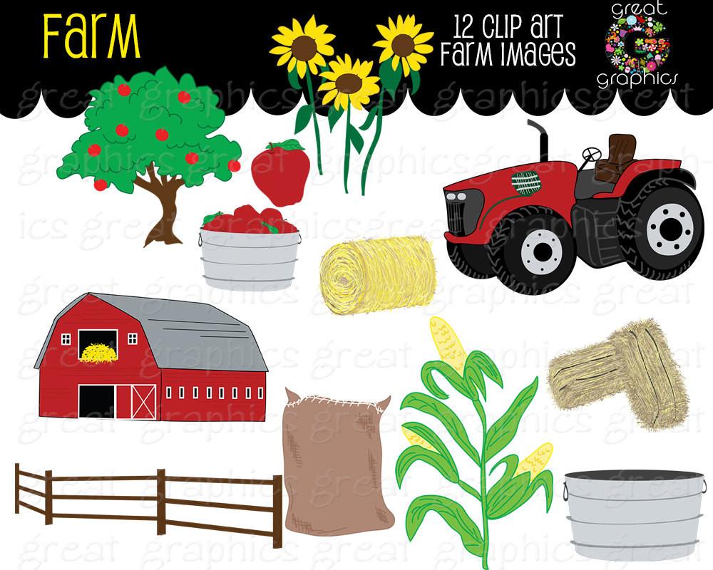 Farm Clipart Fall Festival Apple Digital Farm Clip Art Red Tractor Clipart  Printable Sunflower Red Barn Digital Clipart