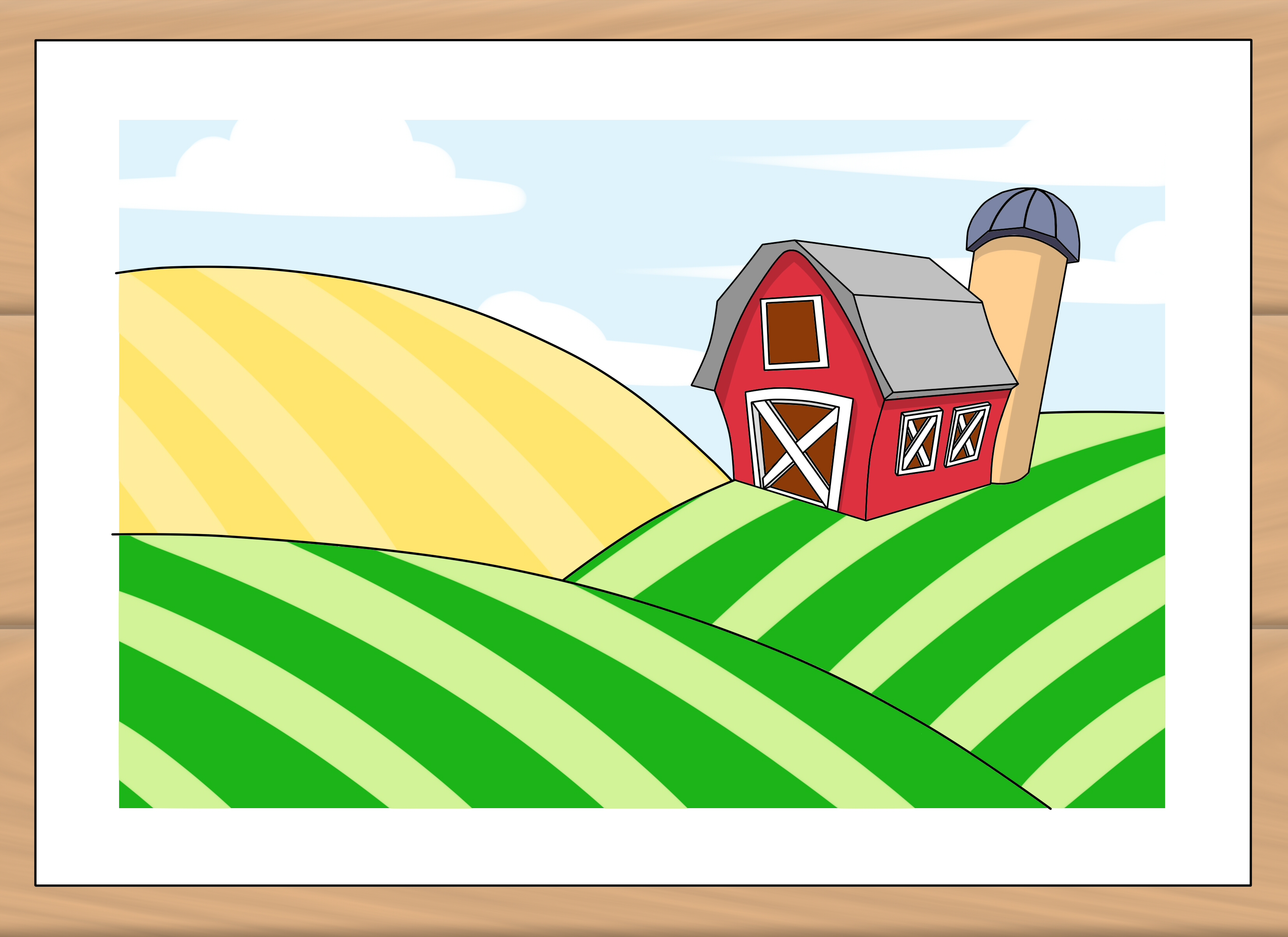 How draw farm.