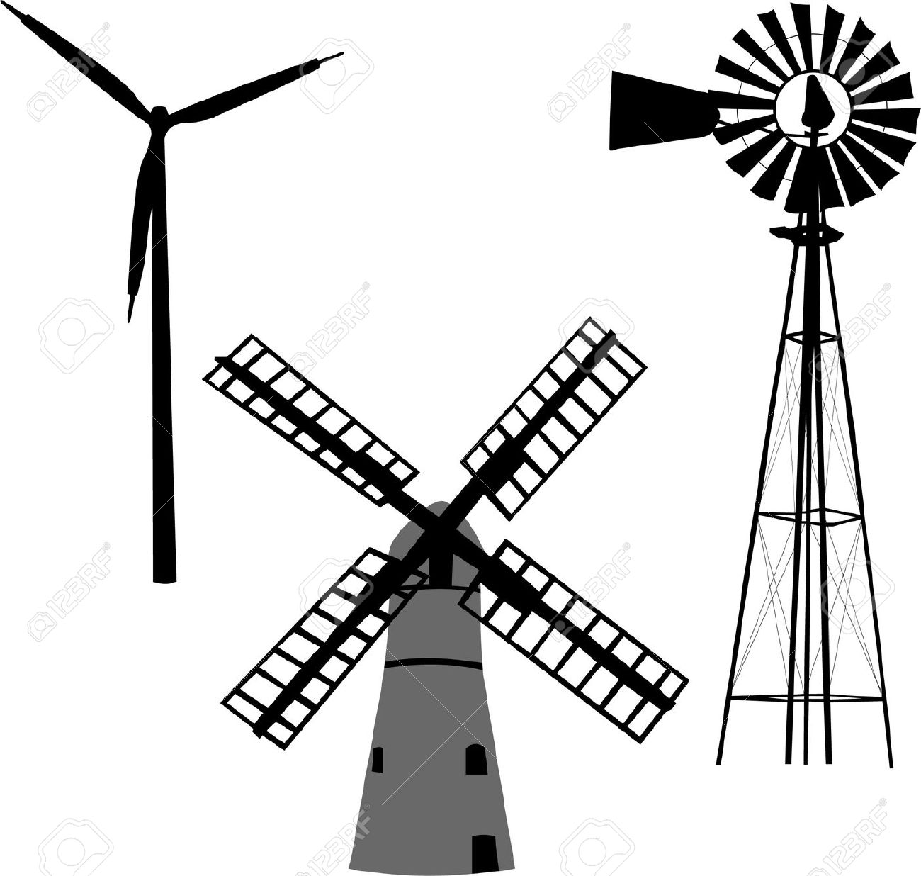 Collection windmill clipart.