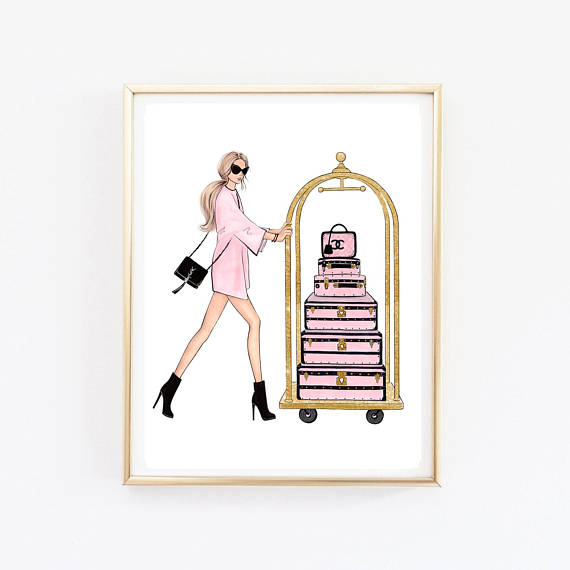 DIGITAL Fashion Art Printable Wall Art Blush Pink Gold