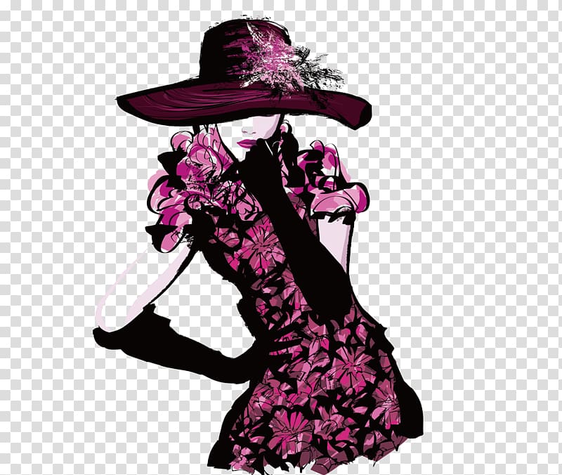 Pink and black floral dress , Fashion show Fashion design
