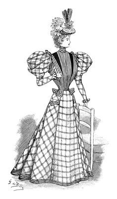 Victorian lady clip art, black and white fashion clipart