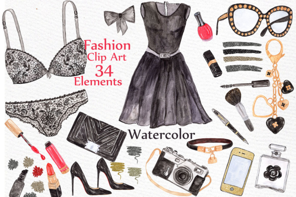 Watercolor Fashion Clip Art Bundle