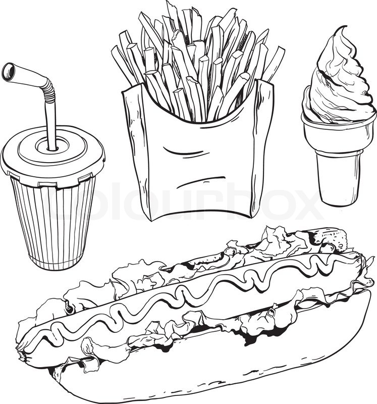Junk food clipart black and white