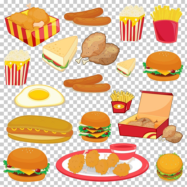 Junk food Fast food , Cartoon food burger material, French