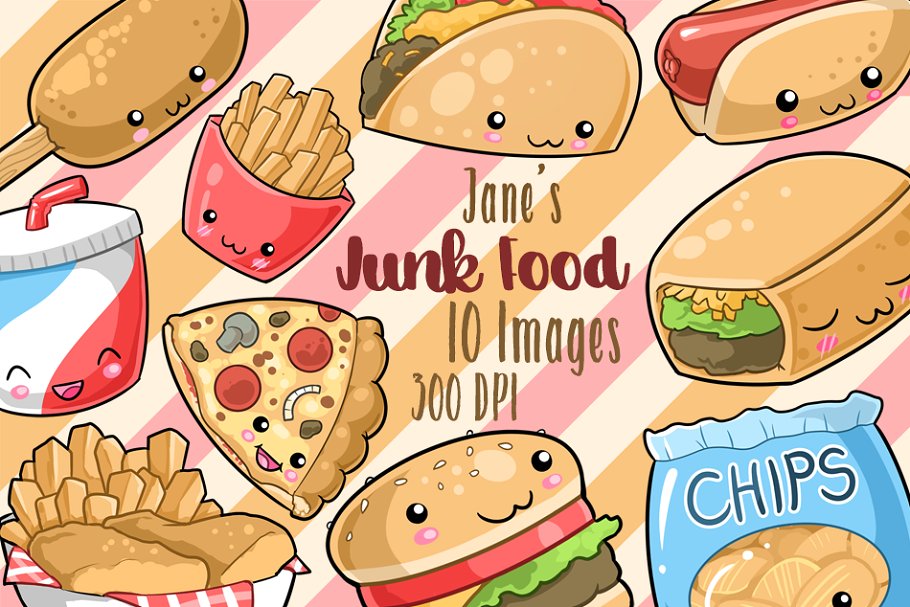 Kawaii Junk Food Clipart