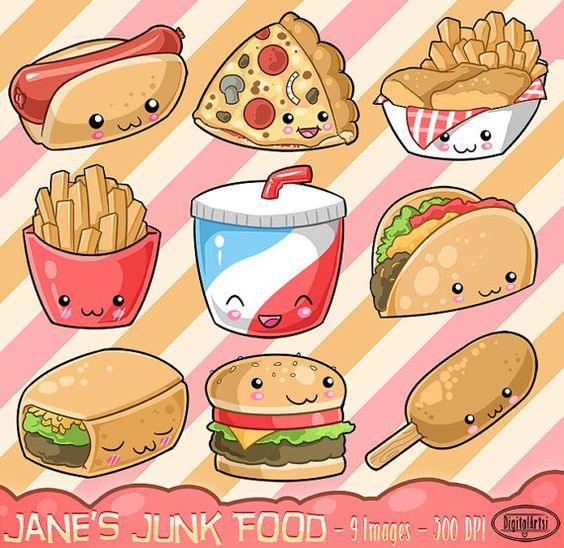 Kawaii Junk Food Clipart Cute Fast Food Download by