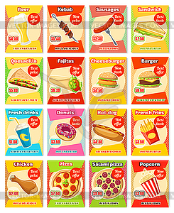 Fast food restaurant menu card template with price