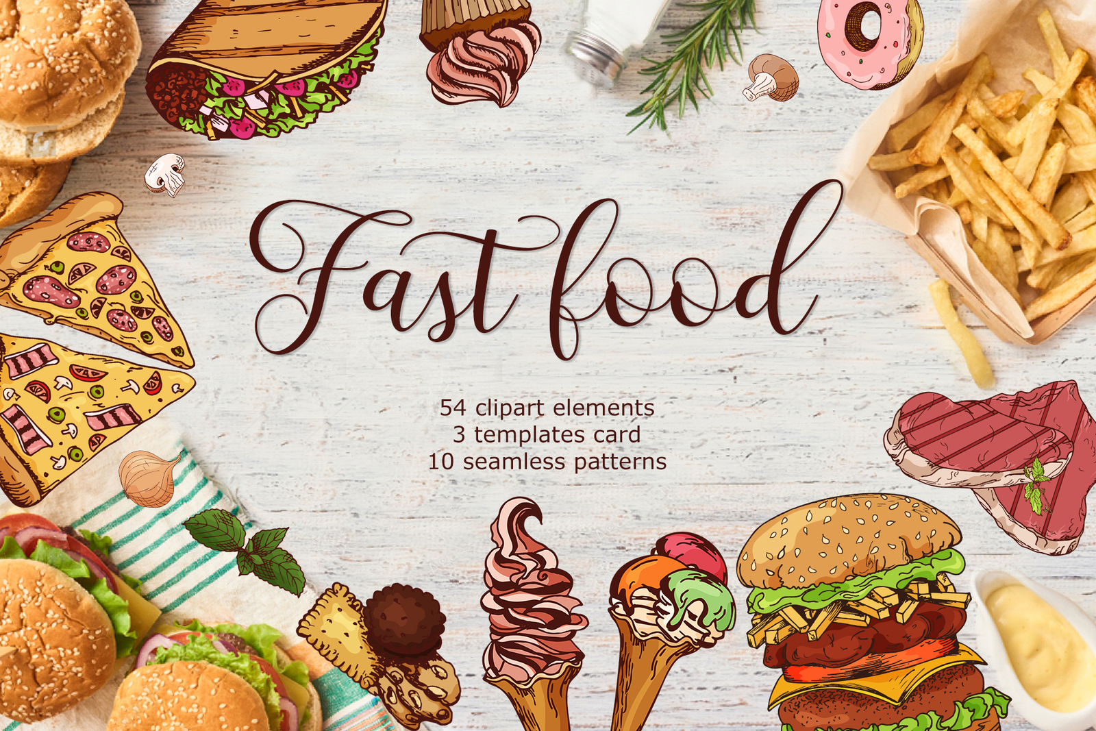 Fast foodclipartmenu illustrations.