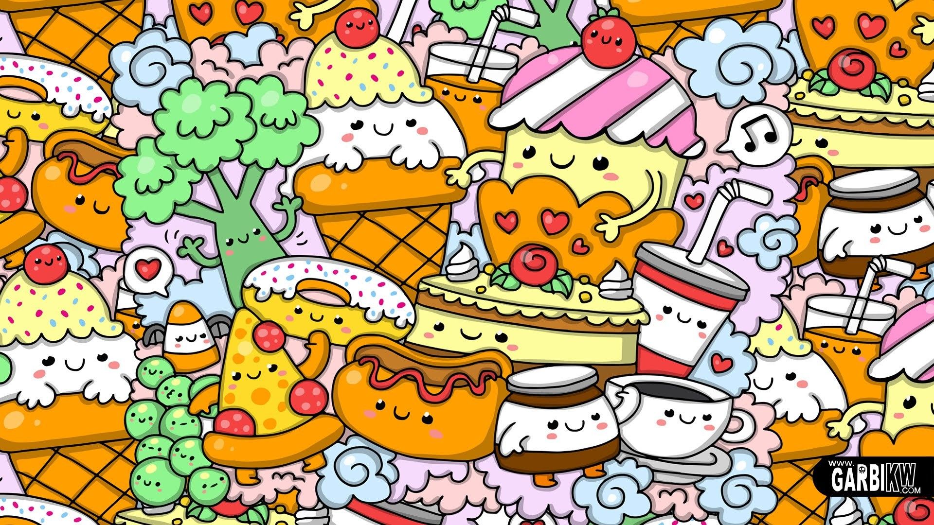 Cartoon food wallpapers.