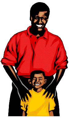 Black father and son clipart