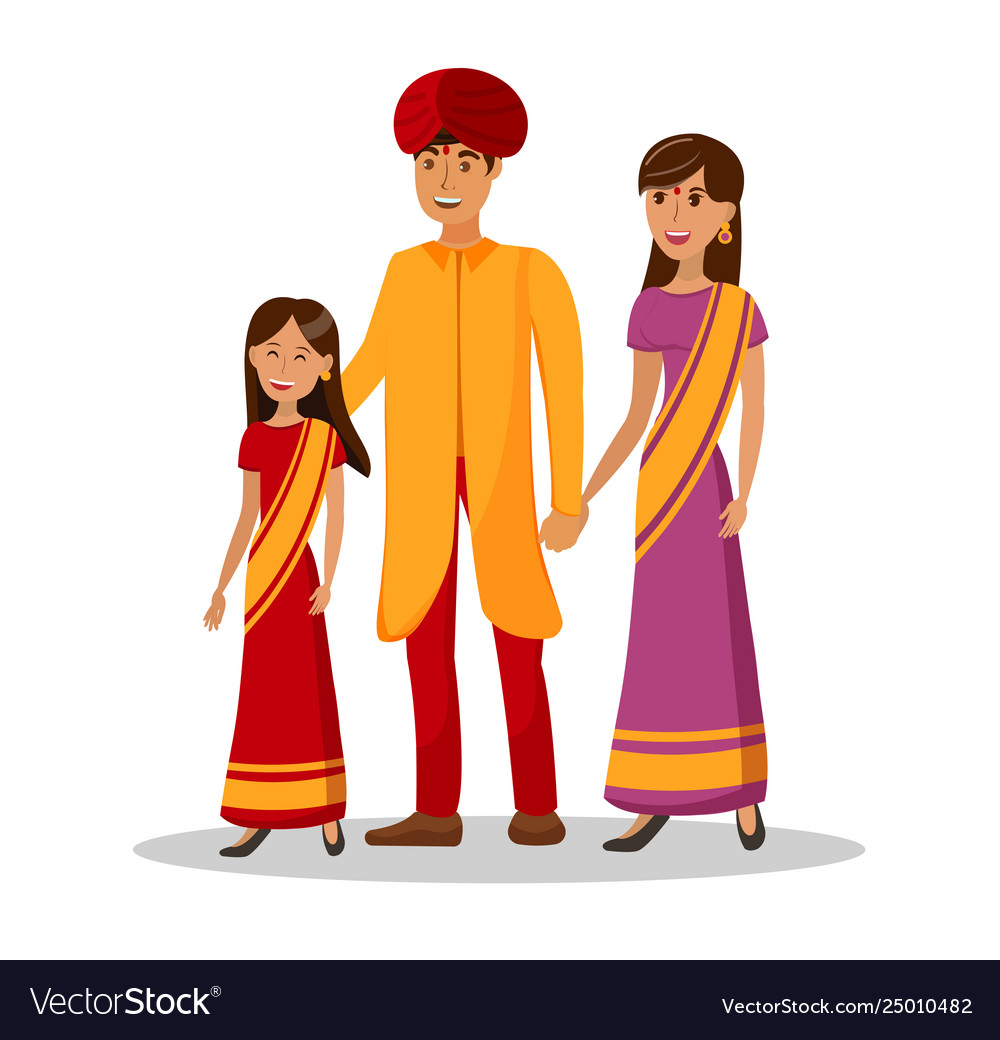 Indian culture girl with parents