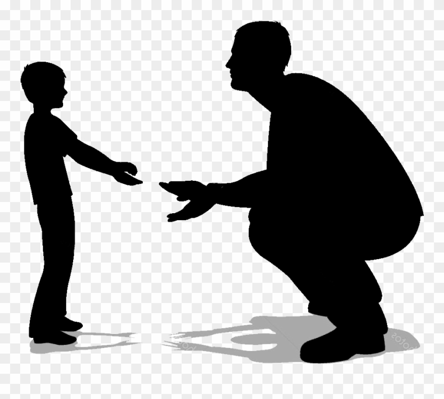 Vector Silhouette Father And Son Clipart