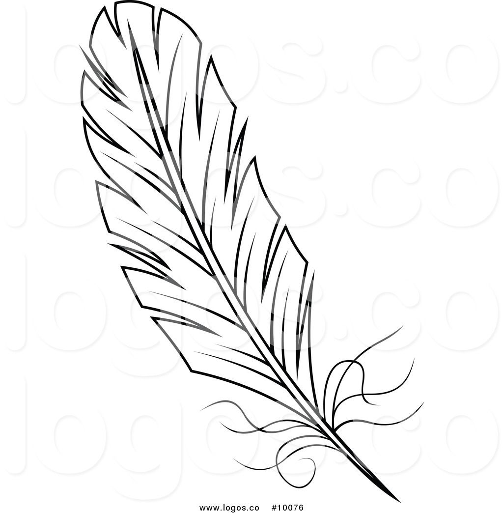 Royalty Free Vector of a Black and White Feather Logo