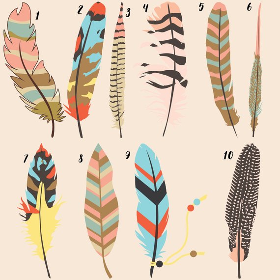 Tribal feathers, boho feathers, tribal art print, kids