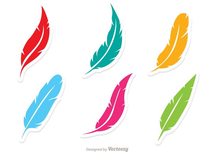 Vector Set Of Colorful Feathers