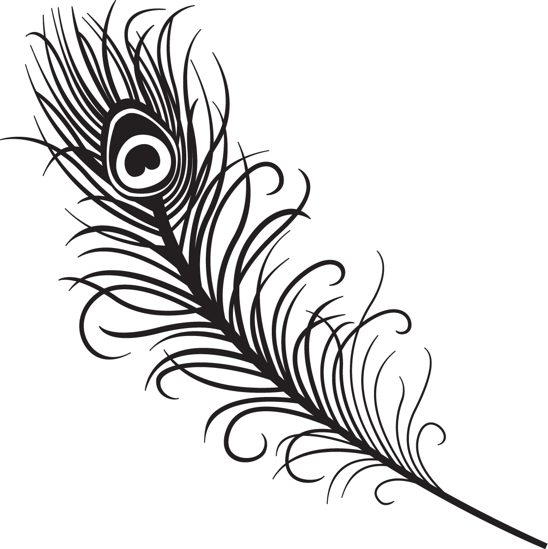 Peacock Feather Clipart Black And White