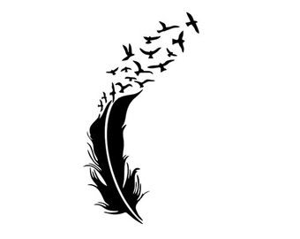 Feather With Birds Silhouette