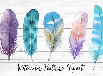 Watercolor feathers clipart