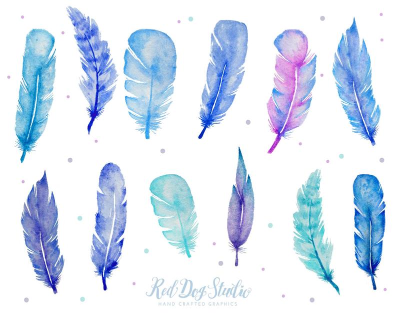 Feather clipart watercolor.